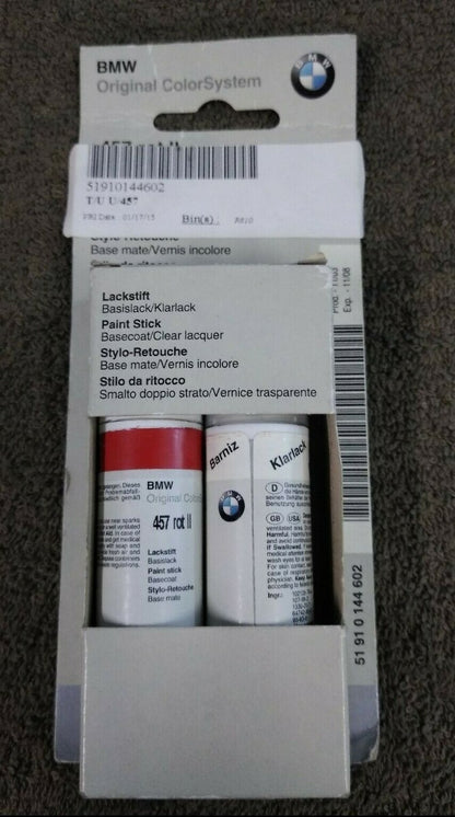 NEW BMW Touch Up Paint / 51910144602 / 457 Rot II and Clear Coat