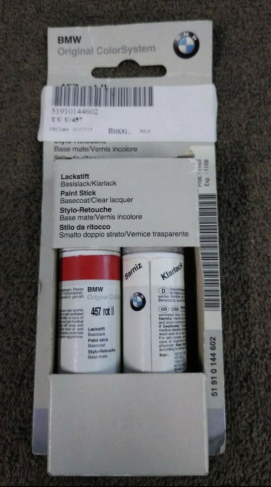 NEW BMW Touch Up Paint / 51910144602 / 457 Rot II and Clear Coat