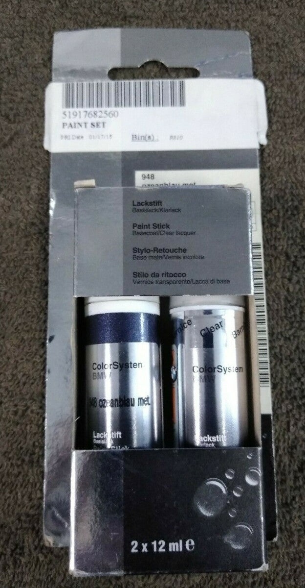 NEW BMW Touch Up Paint / 51910144560 / 948 Ozeanblau Met. and Clear Coat
