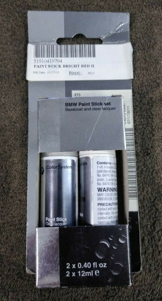NEW BMW Touch Up Paint / 51910419794 / 415 Bright Red II and Clear Coat