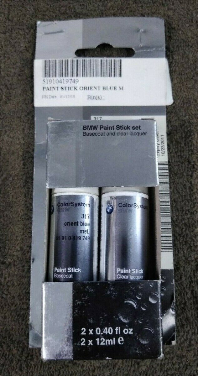 NEW BMW Touch Up Paint / 51910419749 / 317 Orient Blue Met. and Clear Coat