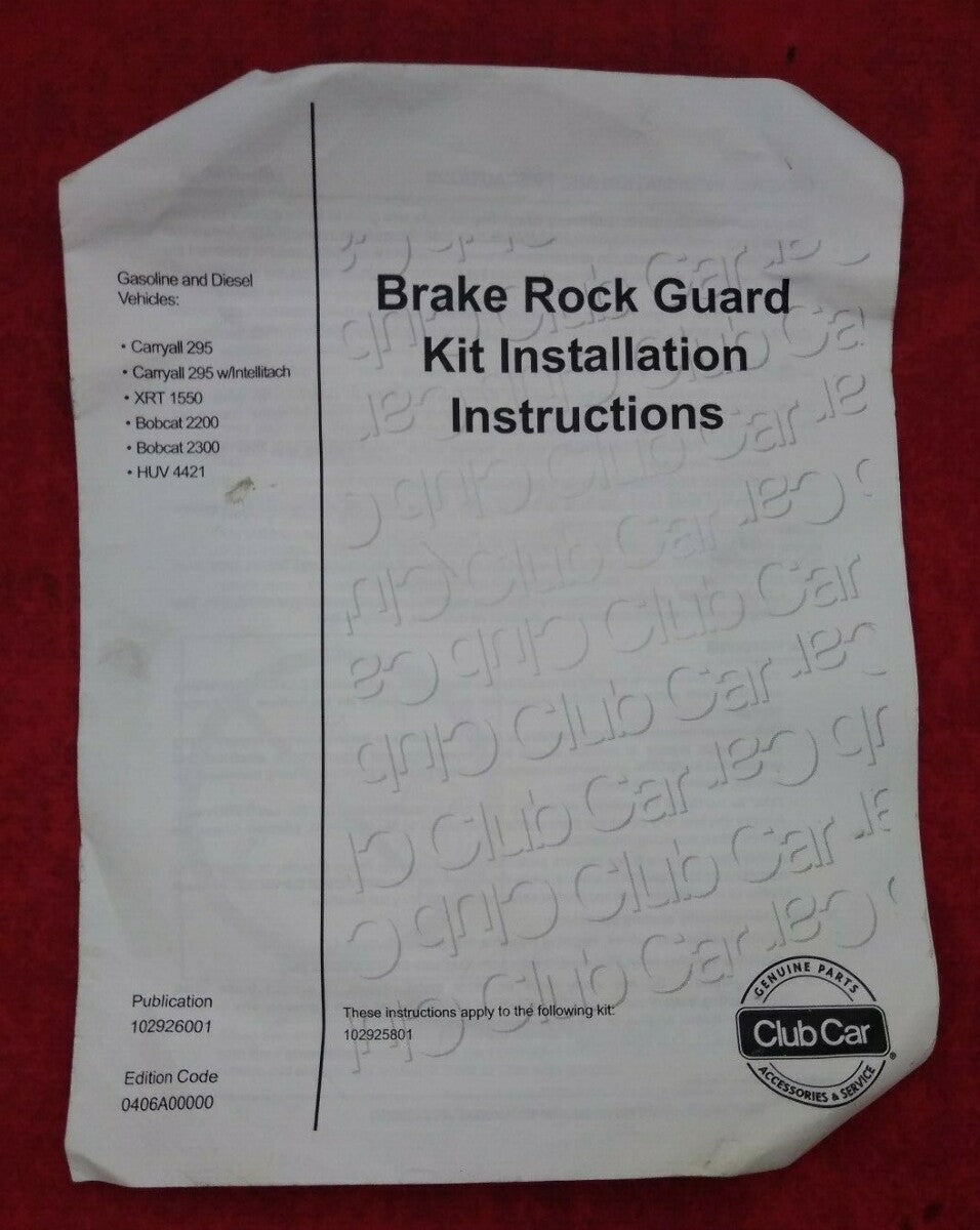 NEW Club Car Brake Rock Guard Kit / 102925801 / Golf Cart