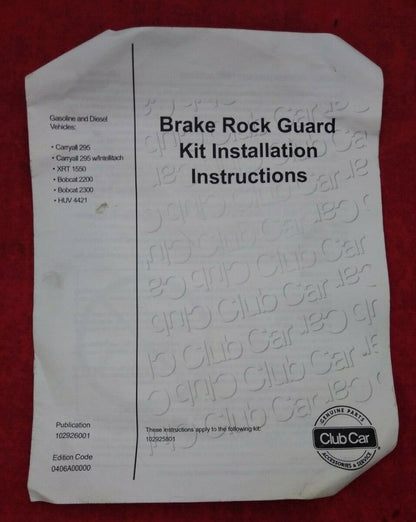 NEW Club Car Brake Rock Guard Kit / 102925801 / Golf Cart