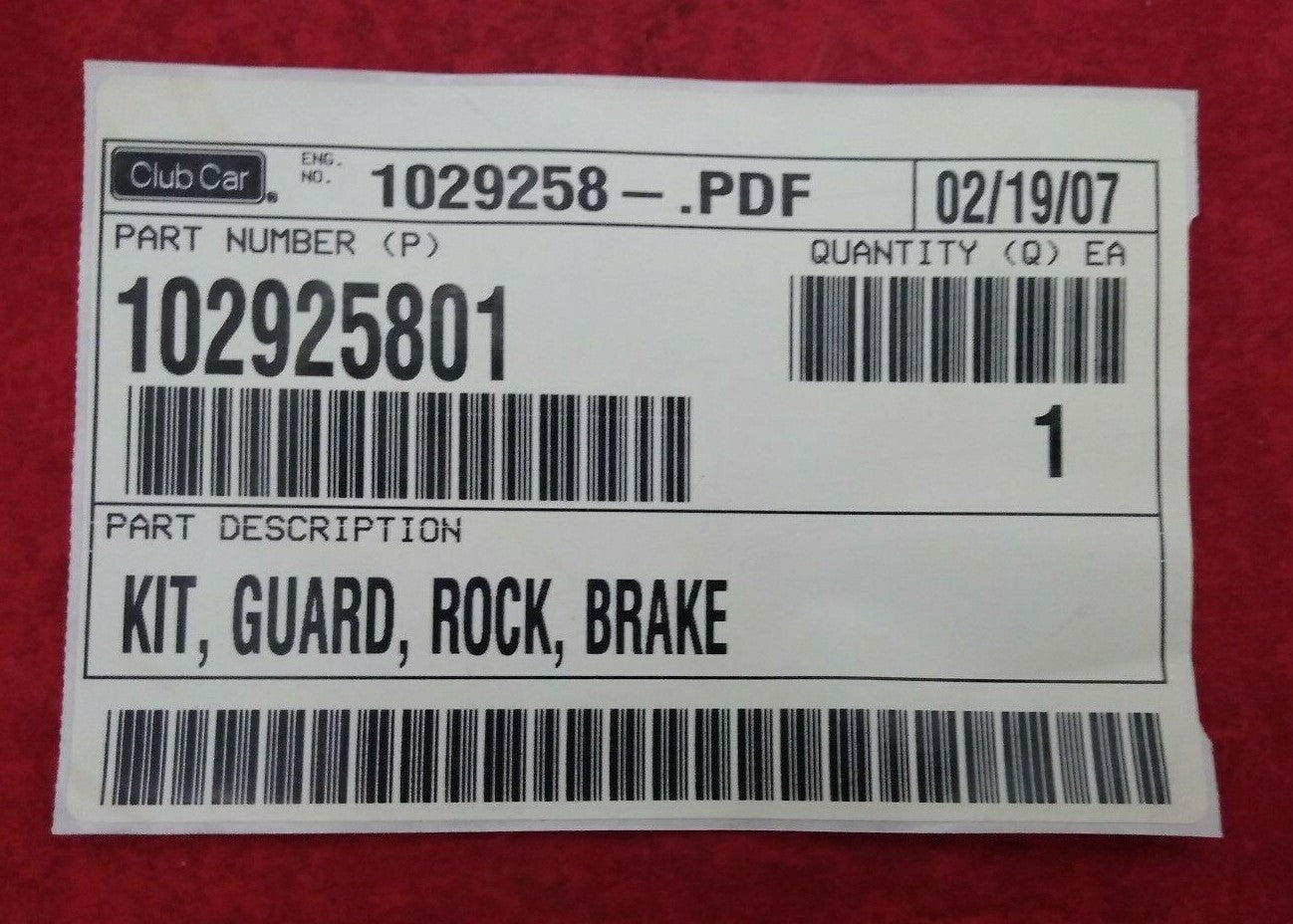 NEW Club Car Brake Rock Guard Kit / 102925801 / Golf Cart