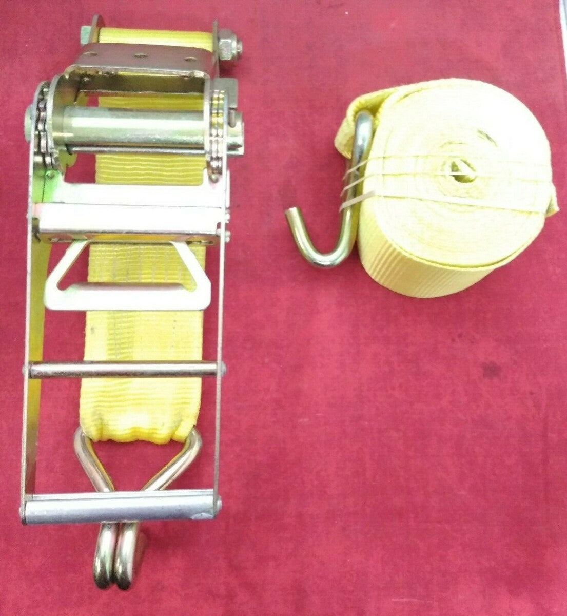 NEW 4" x 22' / Ratchet Cargo Strap and Wench / Bright Yellow