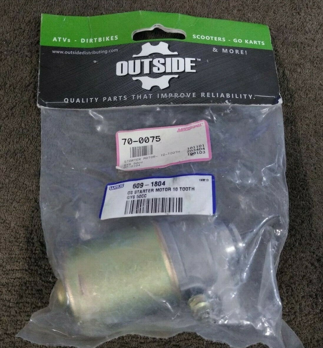 NEW Outside / 4-Stroke Starter Motor 10T Gy6 50Cc / 07-0104