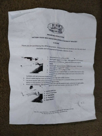 NEW Victory Saddle Bag Bracket Kit / V-211SBB