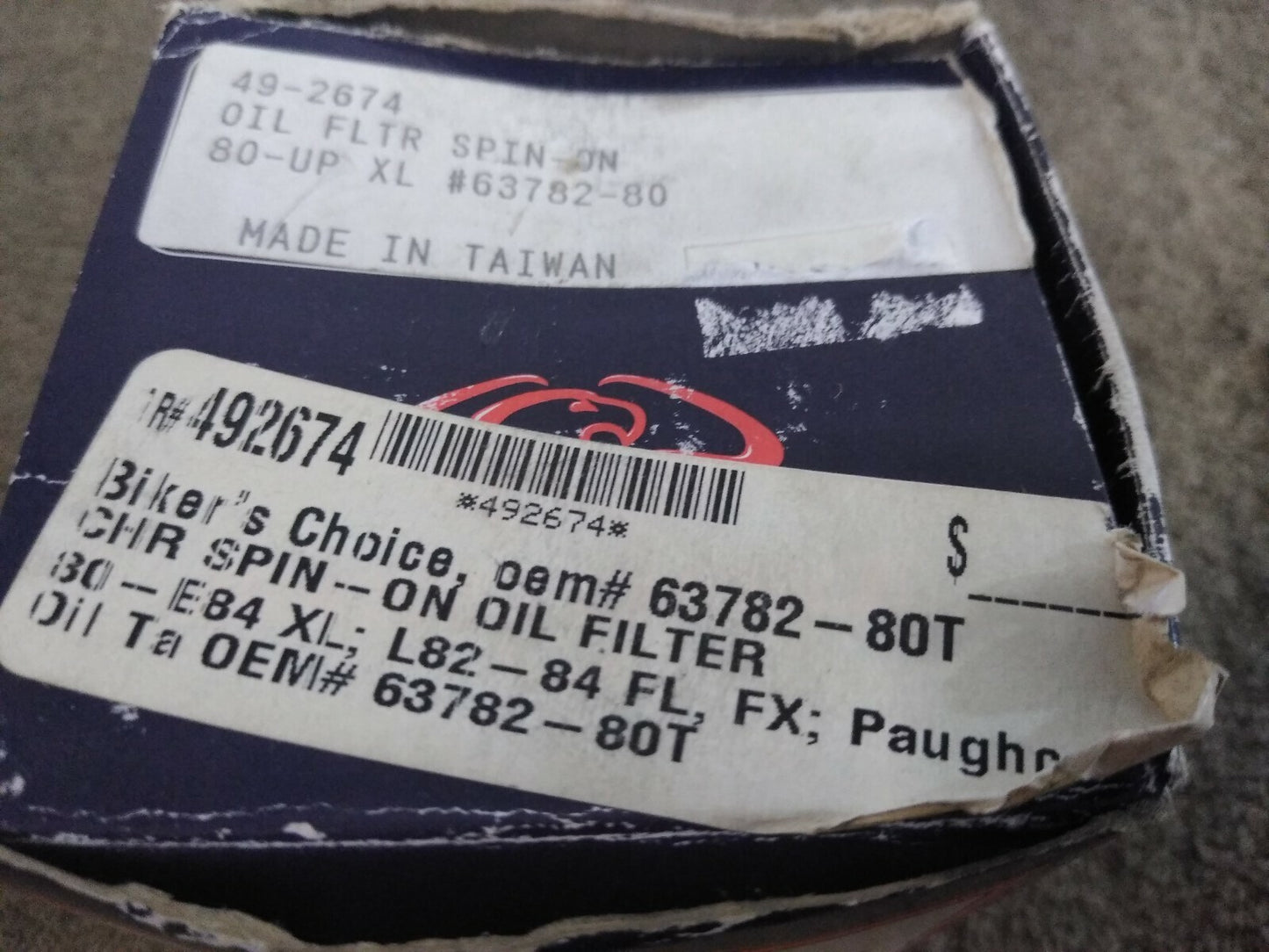 NEW Twin Power Plus Oil Filter / 49-2674 / 63782-80