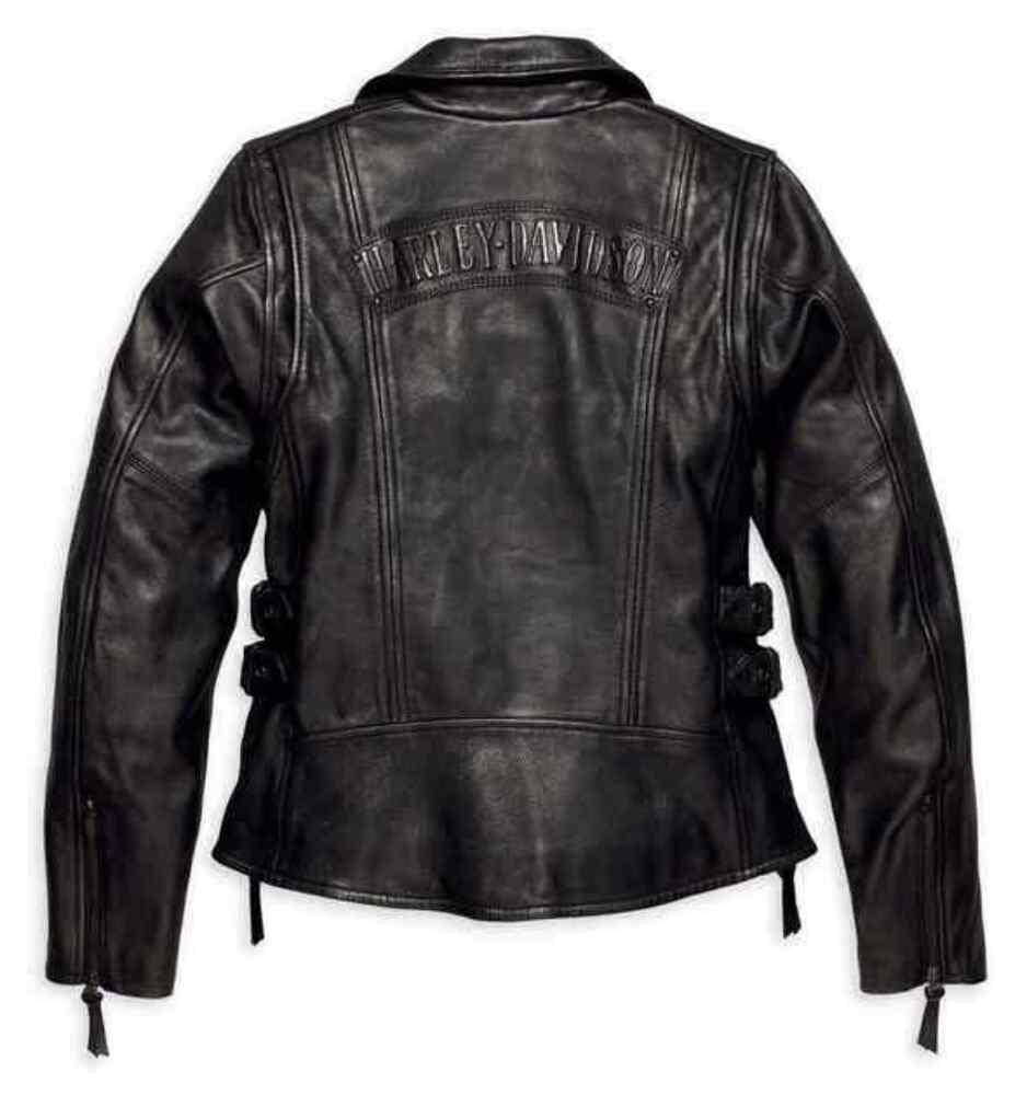 NEW HARLEY-DAVIDSON Women's Faircrest Patina Leather Jacket, Black 97191-18VW