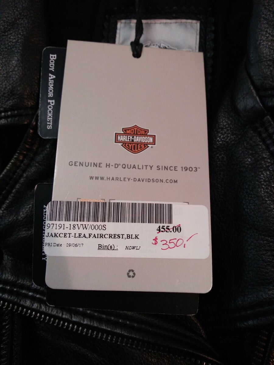 NEW HARLEY-DAVIDSON Women's Faircrest Patina Leather Jacket, Black 97191-18VW