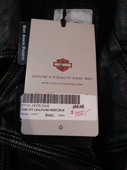 NEW HARLEY-DAVIDSON Women's Faircrest Patina Leather Jacket, Black 97191-18VW