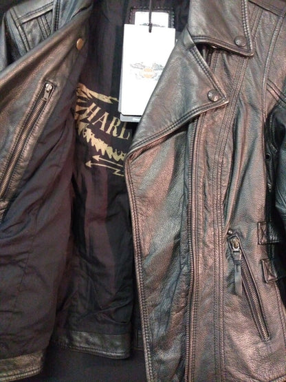 NEW HARLEY-DAVIDSON Women's Faircrest Patina Leather Jacket, Black 97191-18VW