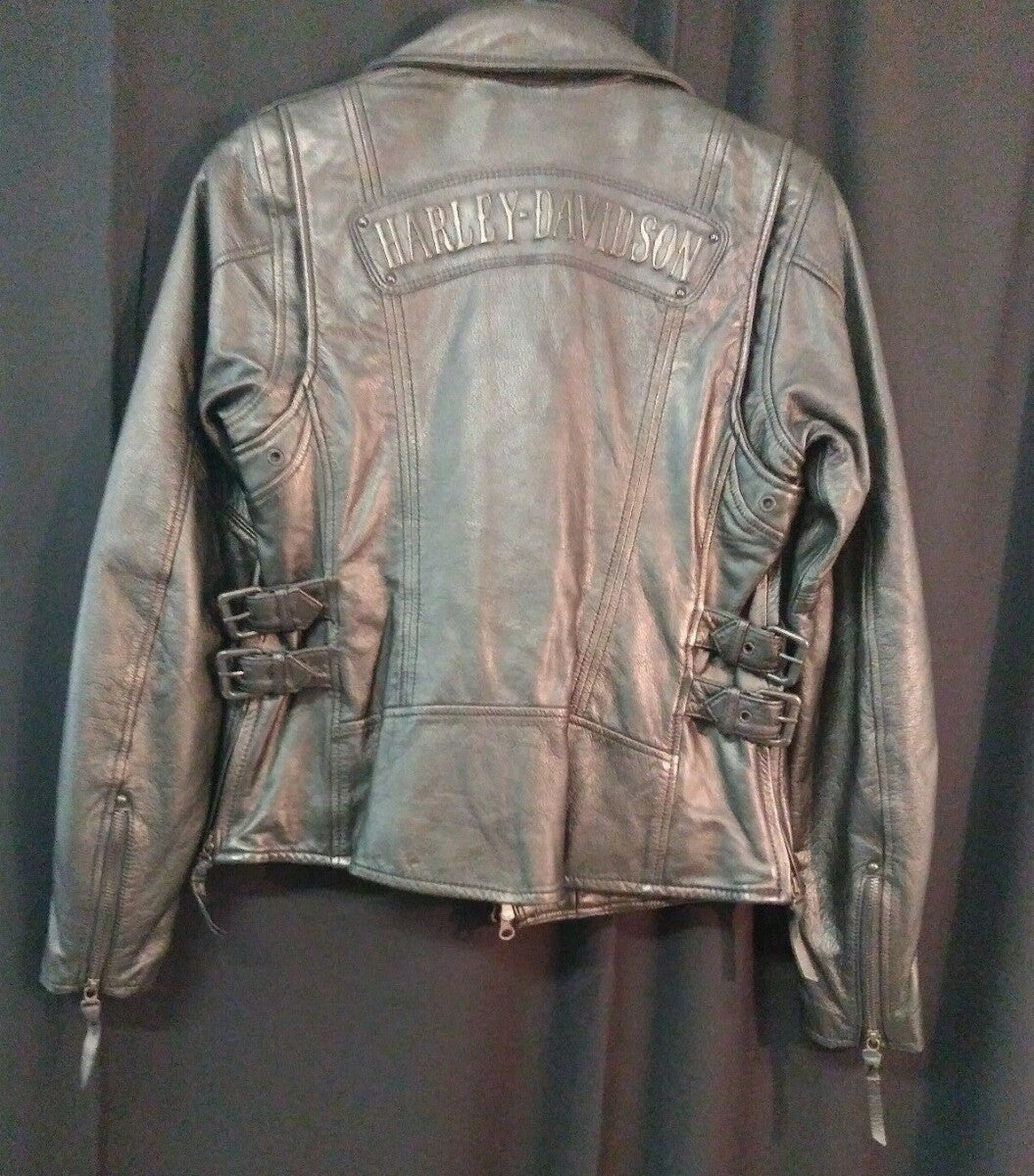 NEW HARLEY-DAVIDSON Women's Faircrest Patina Leather Jacket, Black 97191-18VW