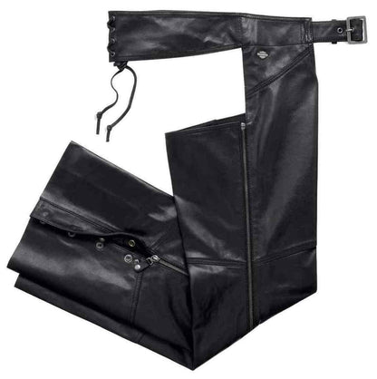 NEW Harley-Davidson Women's Essentials Leather Riding Chaps, Black 98096-16VW/2W