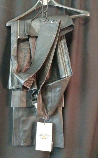 NEW Harley-Davidson Women's Essentials Leather Riding Chaps, Black 98096-16VW/3W