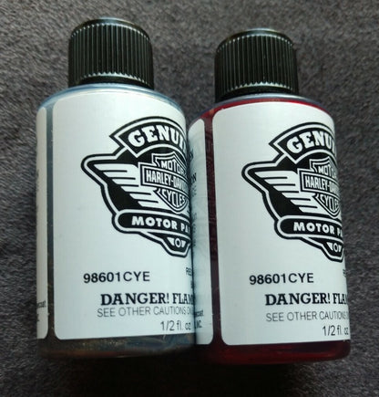 NEW Harley Davidson Touch Up Paint 98601CYE Red Hot Denim Base & Top Coat 2-Pak