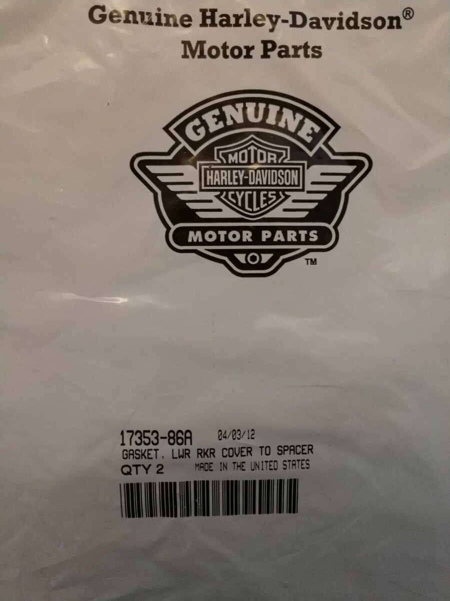 Lot of 2 NEW Genuine Harley Davidson Gasket, LWR RKR Cover to Spacer / 17353-86A