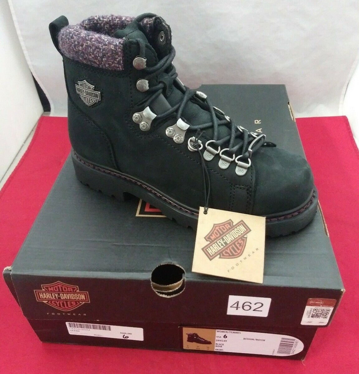 NEW Harley-Davidson Women's Akers 5-Inch Black Boots / D84549 / Sz 6