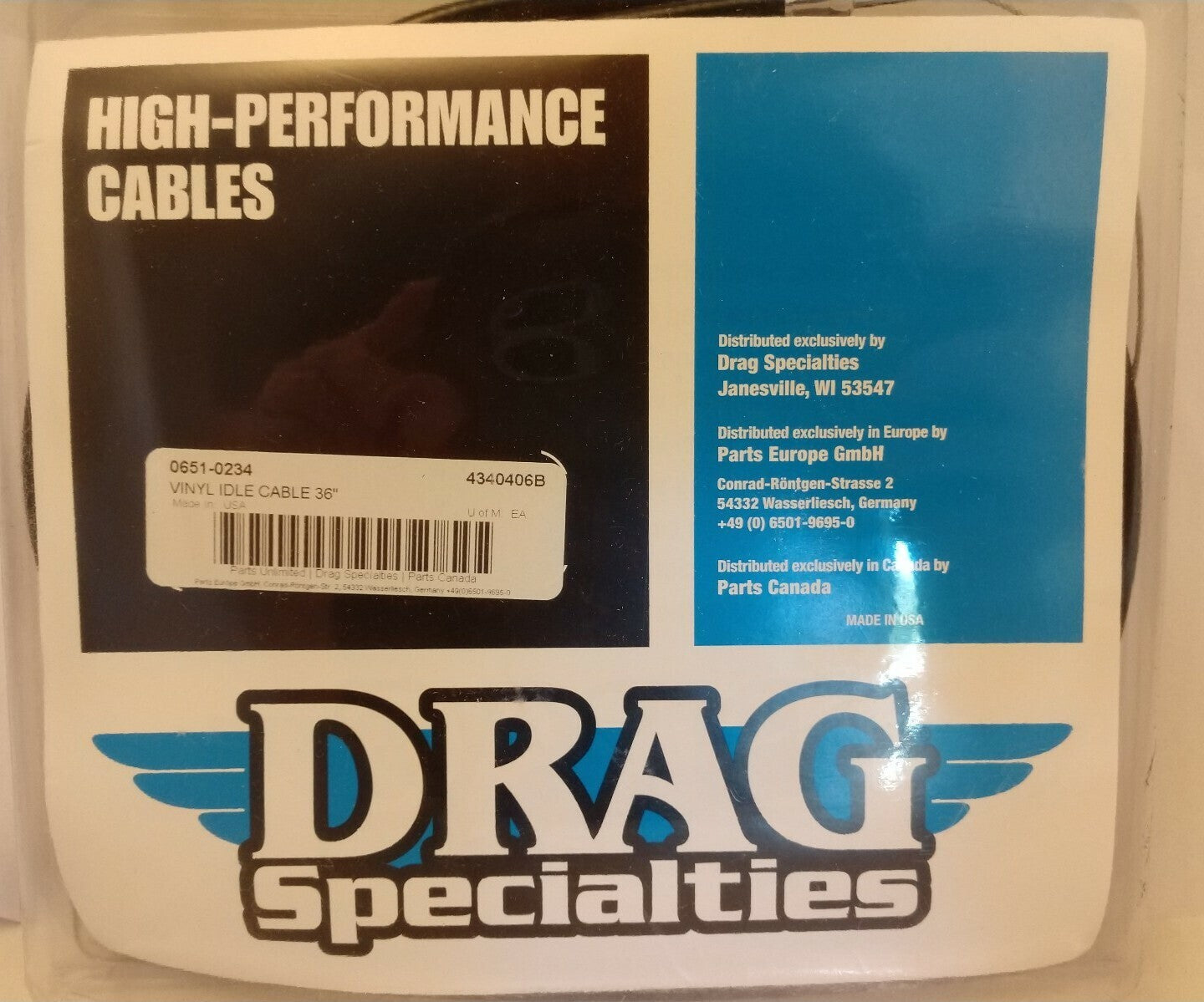 NEW Drag Specialties Vinyl Idle Cable 36" P/N 0651-0234 / 4340406B