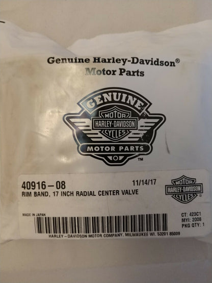 NEW Genuine HARLEY DAVIDSON Rim Band, 17" Radial Center Valve / 40916-08 / QTY 1