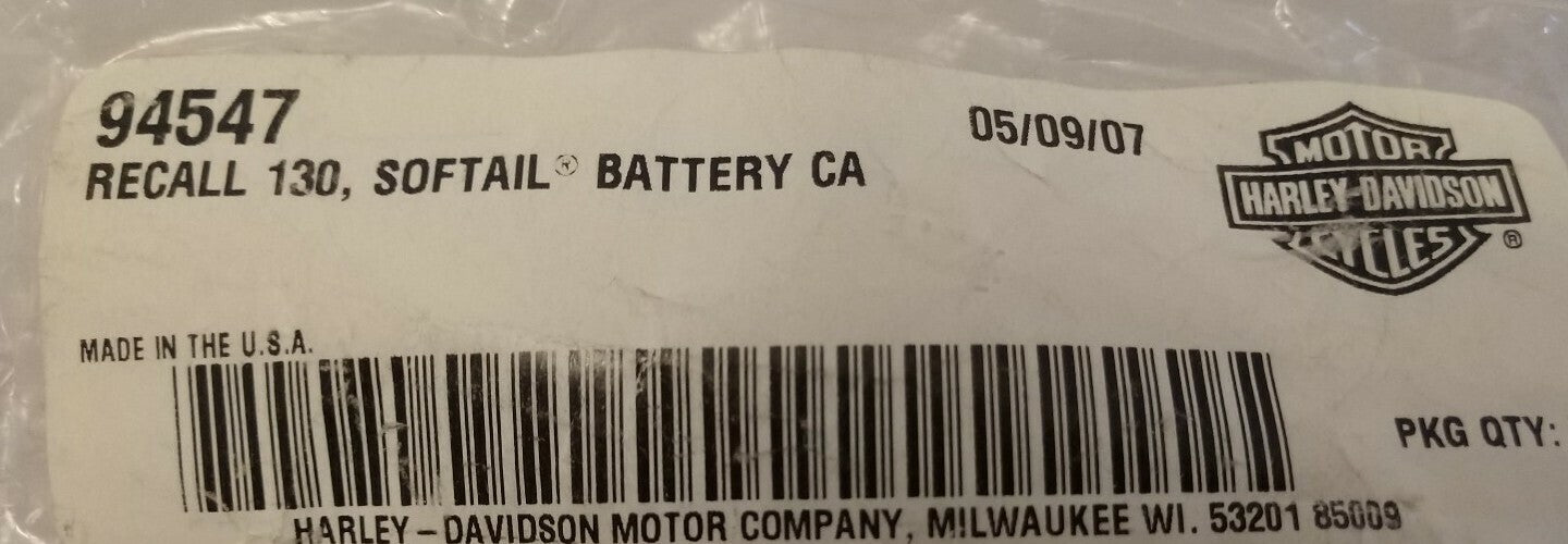 New Genuine Harley Davidson 94547 Recall 130, Softail Battery Caddy