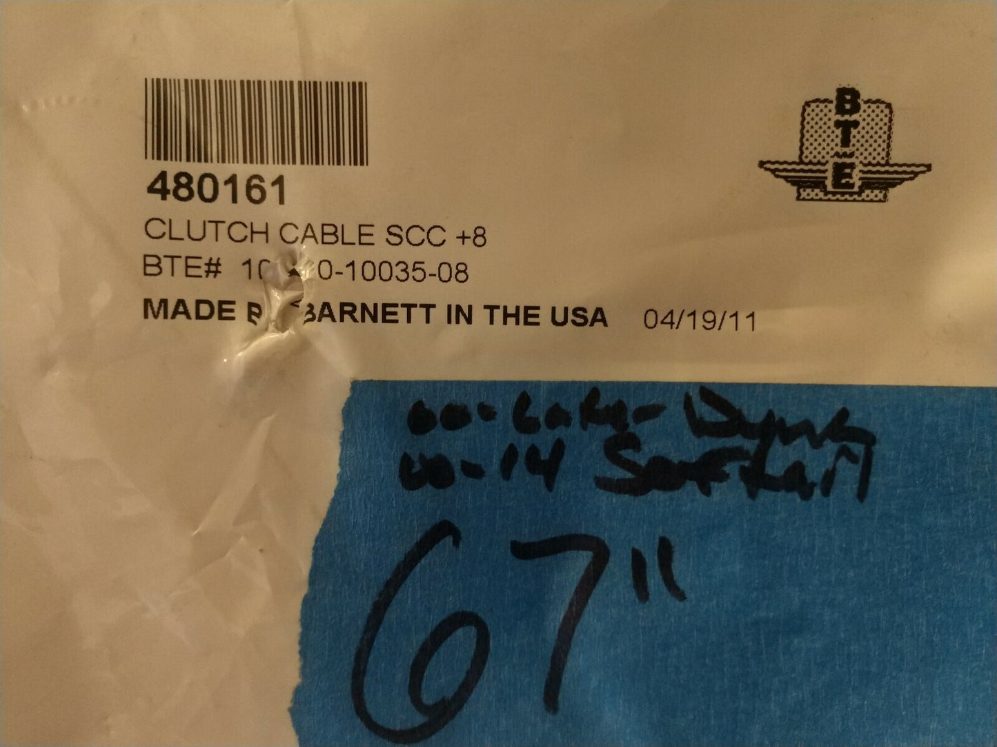 New BT&E By Barnett Performance Braided Stainless Clutch Cable SCC +8 / 67"