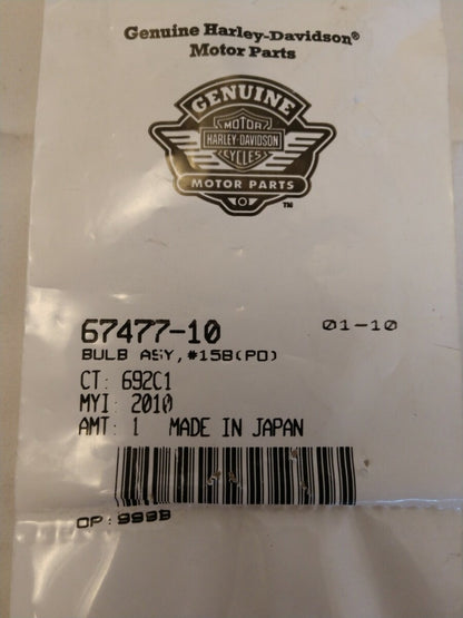 NEW Harley Davidson Bulb ASSY, #158 (PO) / 67477-10 / QTY 1