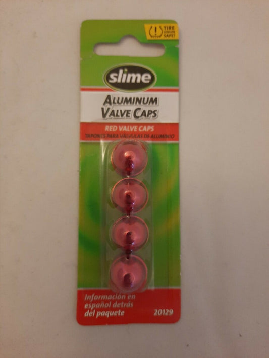 NEW Slime Aluminum Valve Caps Red 4 Pack