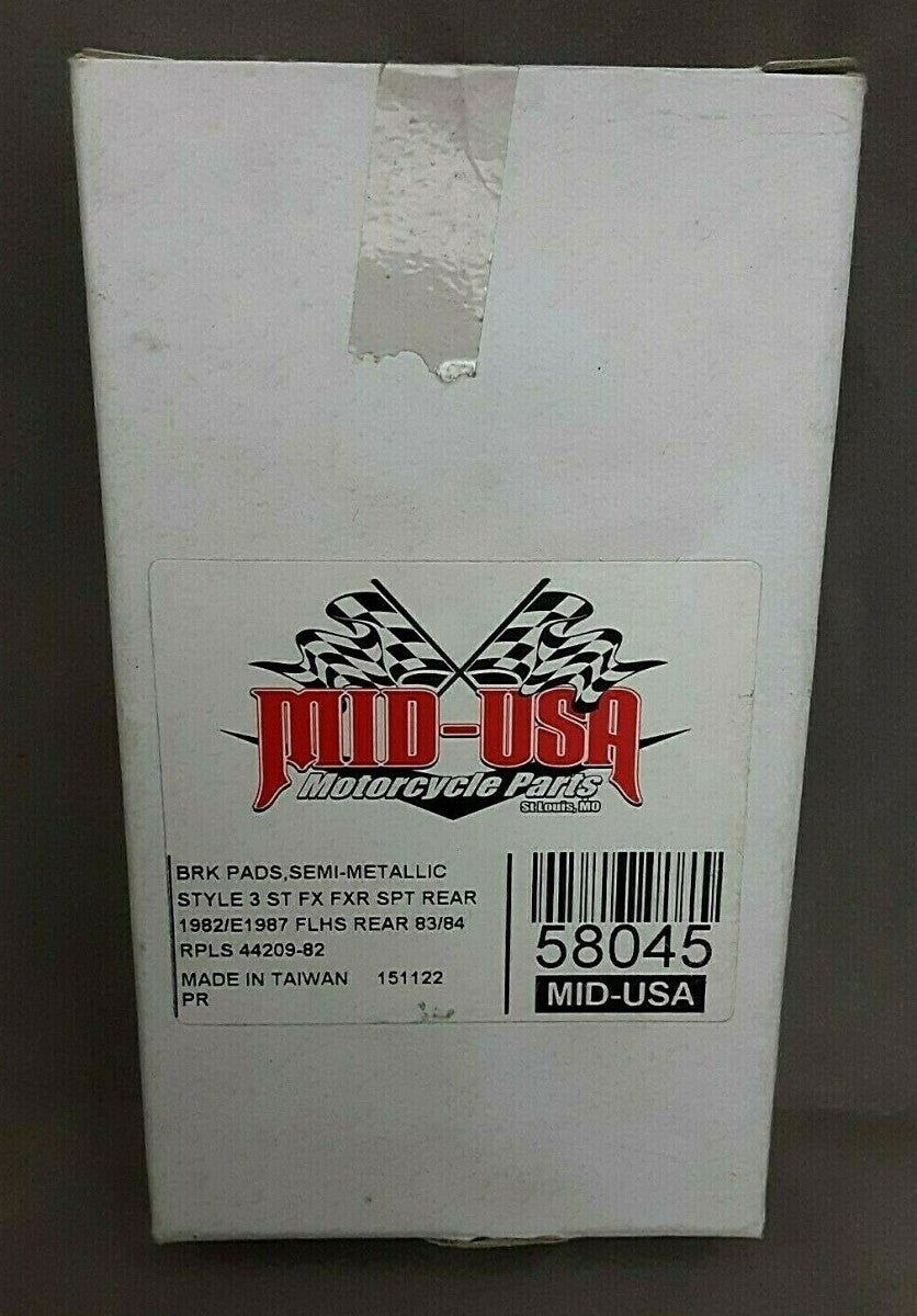 MID-USA 58045 SEMI-METALLIC BRAKE PADS FOR HARLEY DAVIDSON RPLS #44209-82