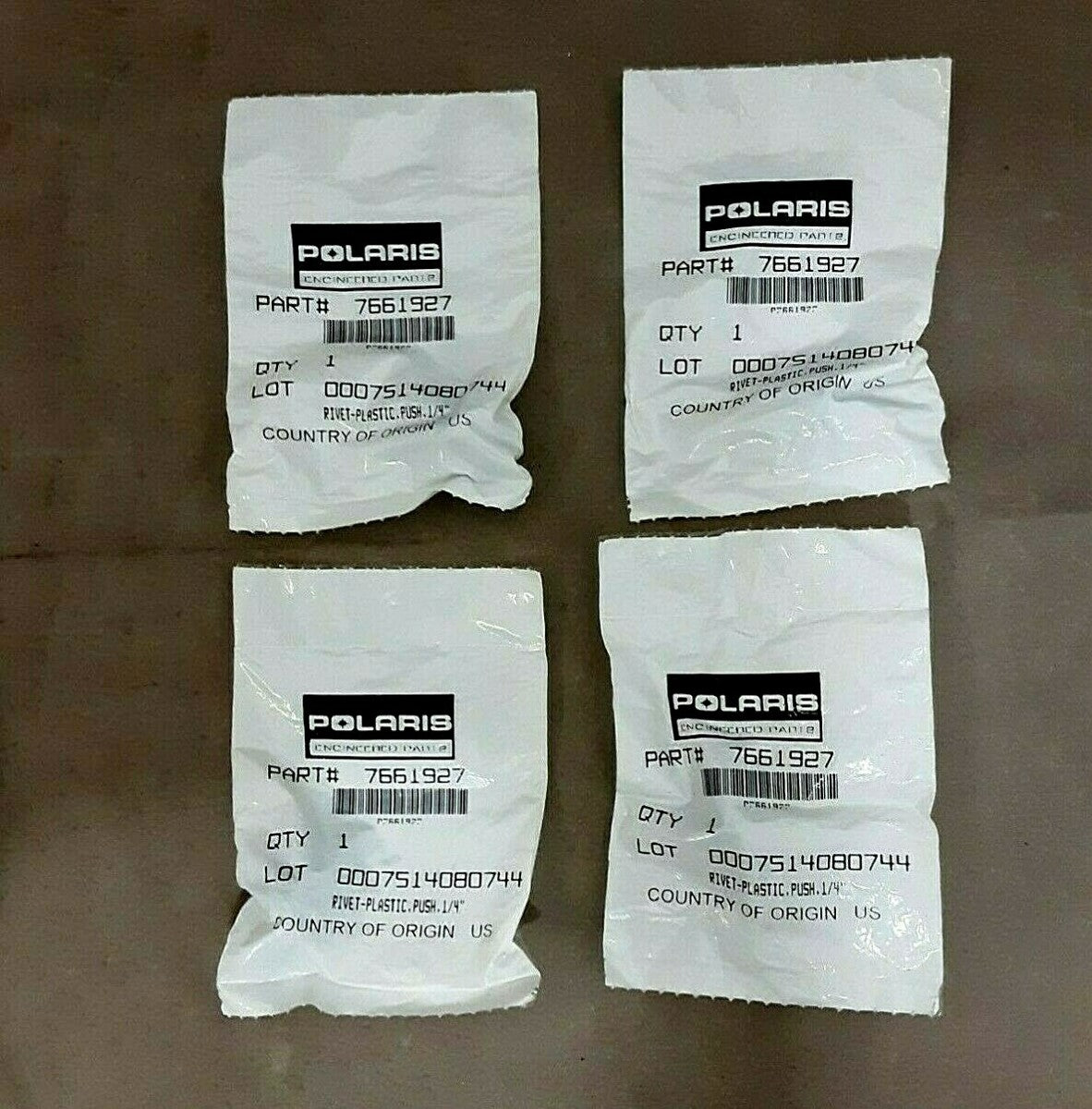 Polaris Plastic Rivet Push 1/4 in Genuine OEM Part 7661927 Qty 4