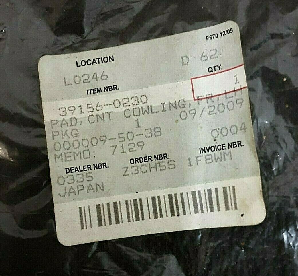 New Genuine Kawasaki Front Center Cowling Pad 39156-0230