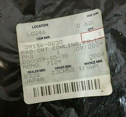 New Genuine Kawasaki Front Center Cowling Pad 39156-0230