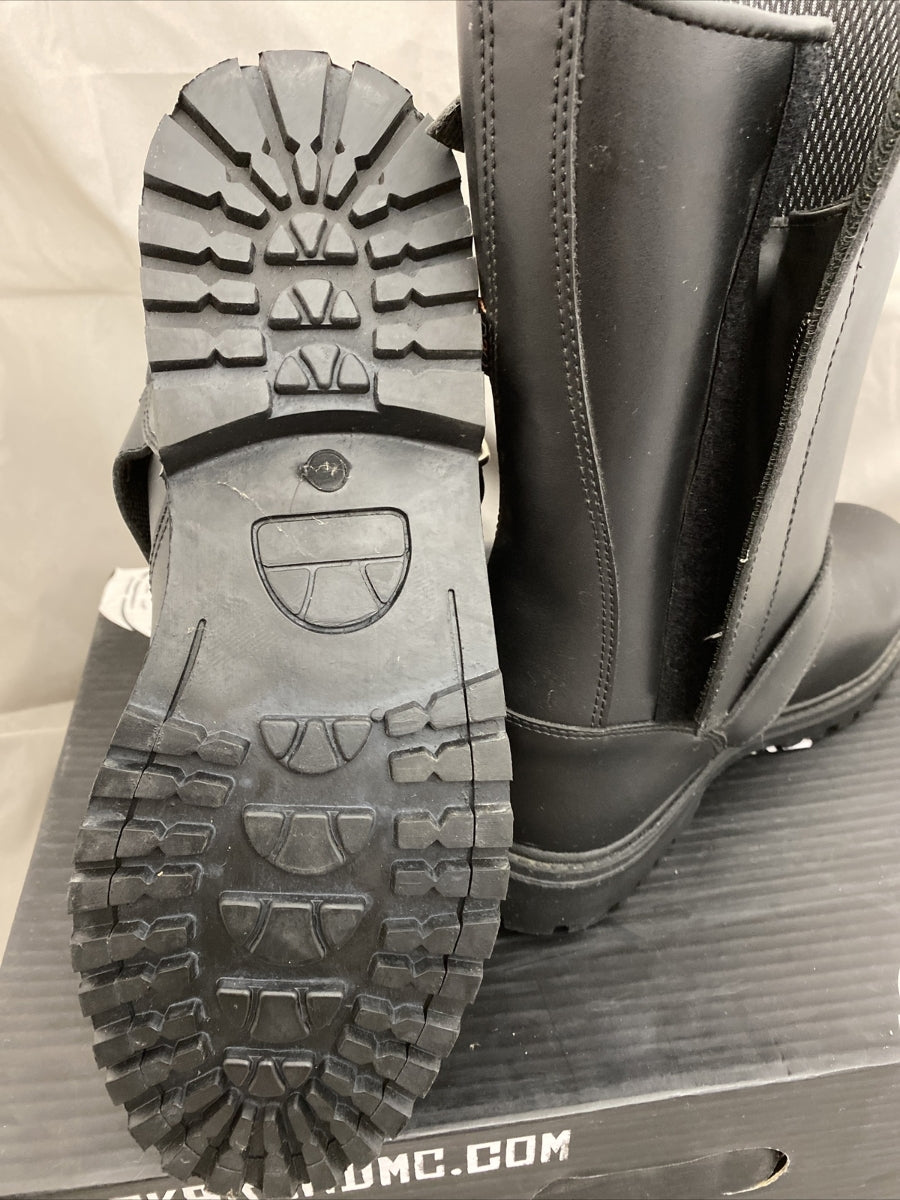 NEW Black Brand Men's Thug Boot 12-Inch Leather Black Boots BB9030 Sz11 Zip Side