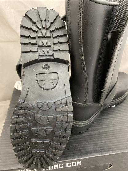 NEW Black Brand Men's Thug Boot 12-Inch Leather Black Boots BB9030 Sz11 Zip Side