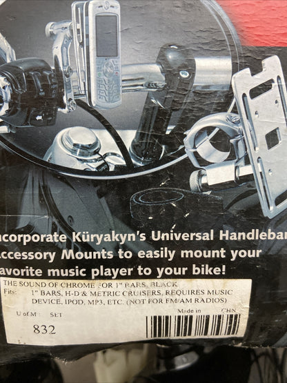 NEW GENUINE Kuryakyn 832 Sound of Chrome (BLACK) Amplified Speakers 1" Bars
