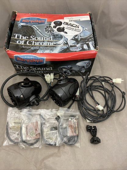 NEW GENUINE Kuryakyn 832 Sound of Chrome (BLACK) Amplified Speakers 1" Bars