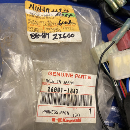 NEW GENUINE KAWASAKI WIRE HARNESS 26001-1843 1988-1989 ZX600R