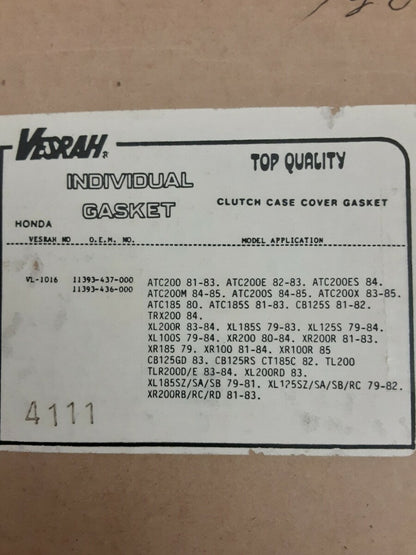 NEW VESRAH 11393-437-000 HONDA - GASKET, R. ( QTY 5) XL125 XL185S ATC185