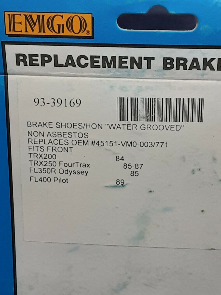 NEW EMGO FRONT BRAKE SHOES 93-39169 HONDA TRX200 TRX250 FL350 FL400