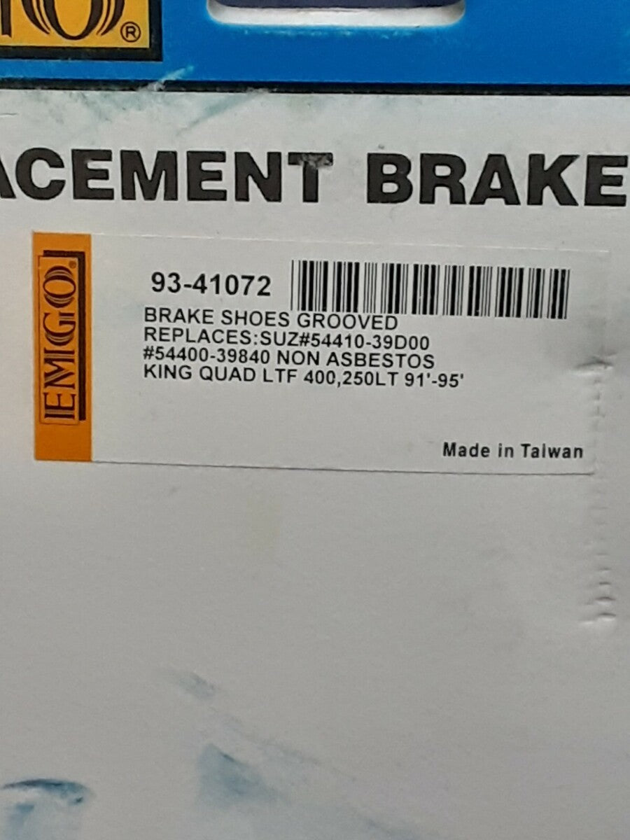 NEW EMGO FRONT BRAKE SHOES 93-41072 SUZUKI KINGQUAD LT-F4WDX LT-F300F