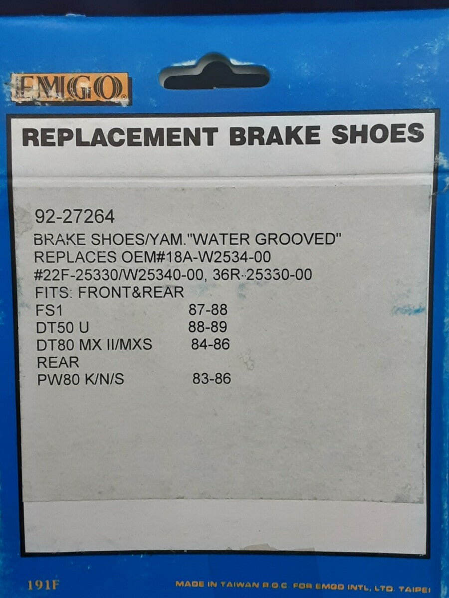 NEW EMGO BRAKE SHOES 92-27264 YAMAHA FS1 DT50 DT80