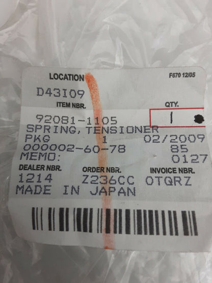 NEW GENUINE KAWASAKI 92081-1105 SPRING, TENSIONER KLR250 KLT110 KLT200 KLT250