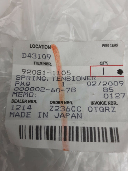 NEW GENUINE KAWASAKI 92081-1105 SPRING, TENSIONER KLR250 KLT110 KLT200 KLT250
