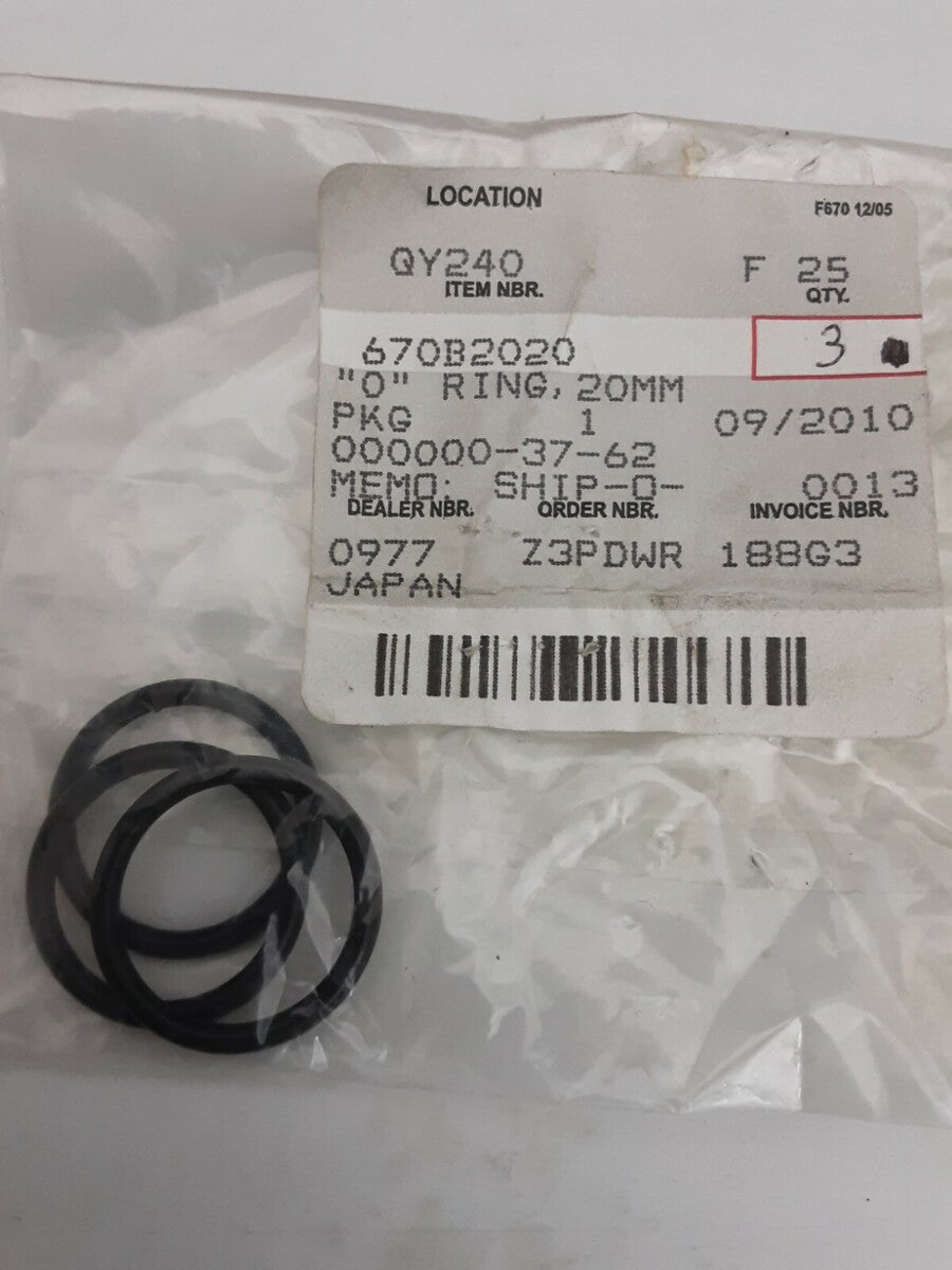 NEW GENUINE KAWASAKI 670B2020 (QTY 3) O RING, 20MM KLR250 JS550 KL250 ZL600