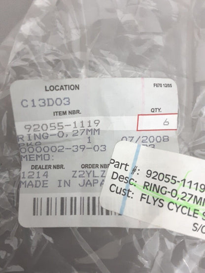 NEW GENUINE KAWASAKI 92055-1119 RING-0 LTD Shaft ZN700 Bayou KLF185 KLT160