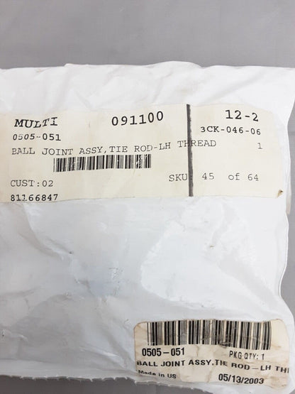 NEW GENUINE ARCTIC CAT 0505-051 BALL JOINT ASSY,TIE ROD-LH THREAD