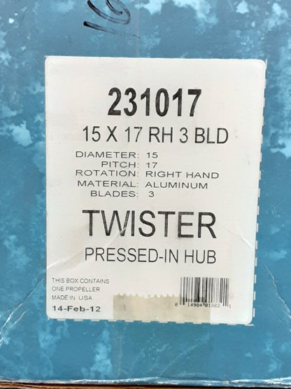 NEW Michigan Wheel Twister 231017 Aluminum Boat Propeller 15X17 RH 3 BLD