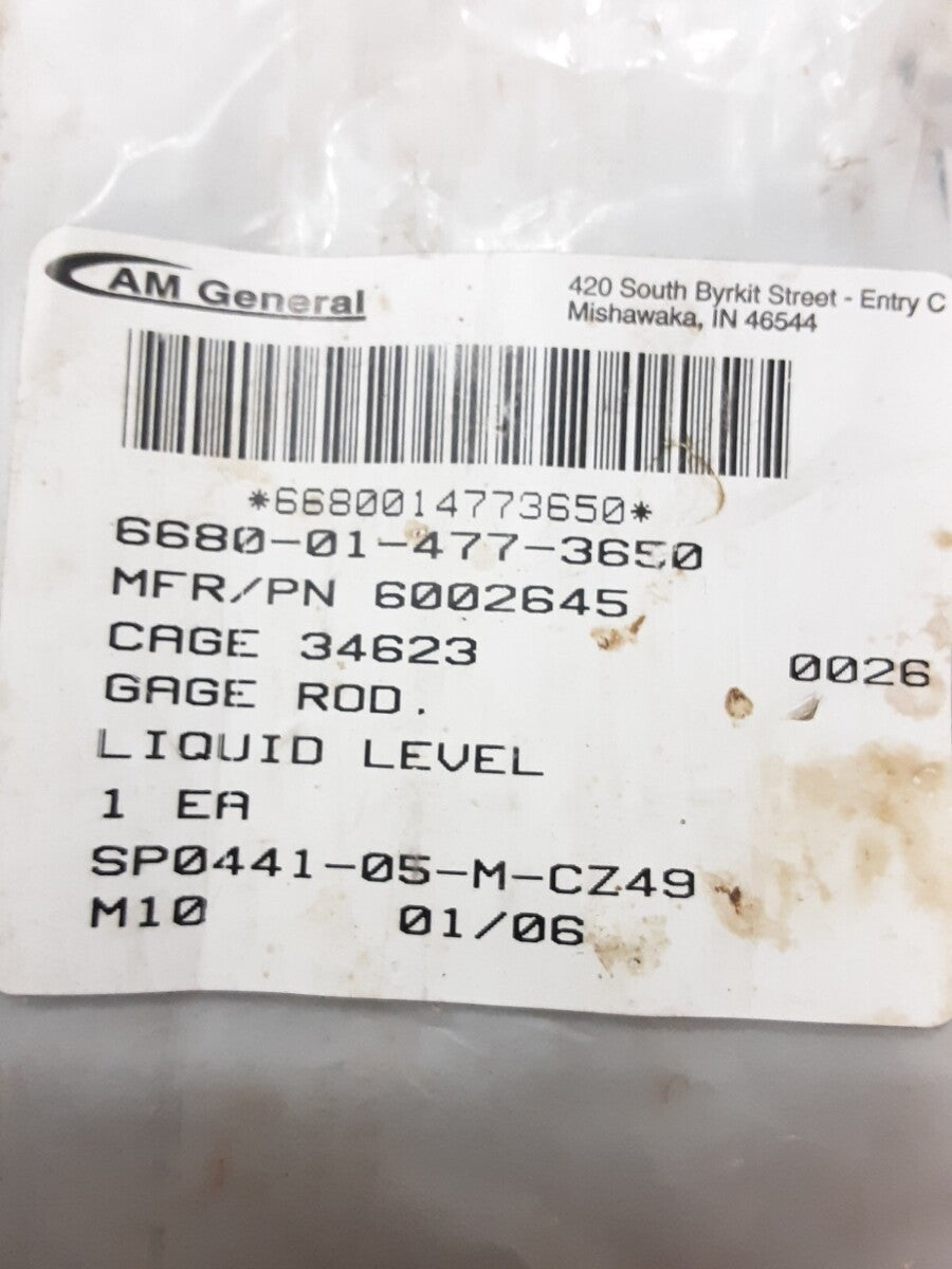 NEW AM General 6002645 NSN 6680-01-477-3650 Liquid Level Gage Rod Dipstick 29"