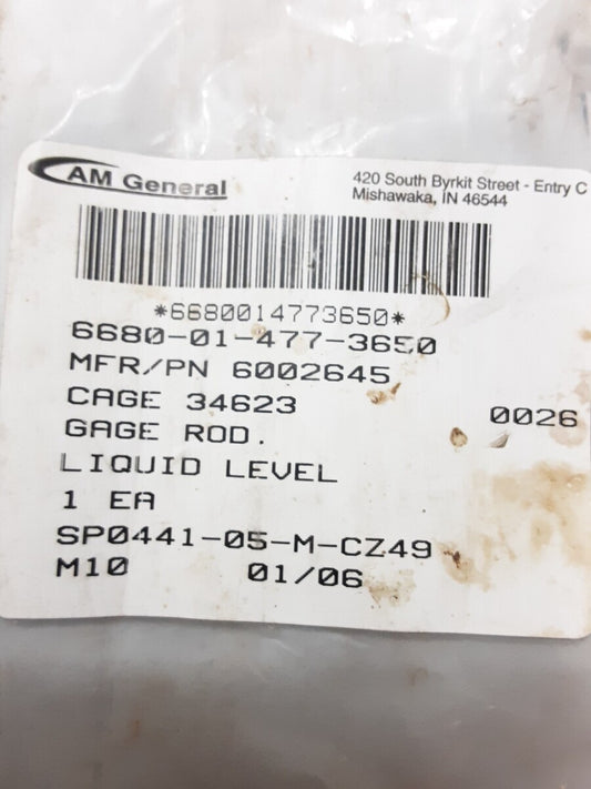 NEW AM General 6002645 NSN 6680-01-477-3650 Liquid Level Gage Rod Dipstick 29"