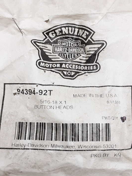 NEW GENUINE HARLEY DAVIDSON 94394-92T Button Head Screw 5/16-18 x 1
